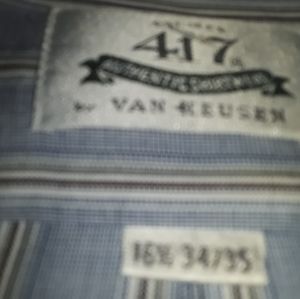 417 Shirts - VAN HEUSEN 417 BLUE&WHITE STRIPE DRESS SHIRT 16.5 417 Shirts - VAN HEUSEN 417 BLUE&WHITE STRIPE DRESS SHIRT 16.5